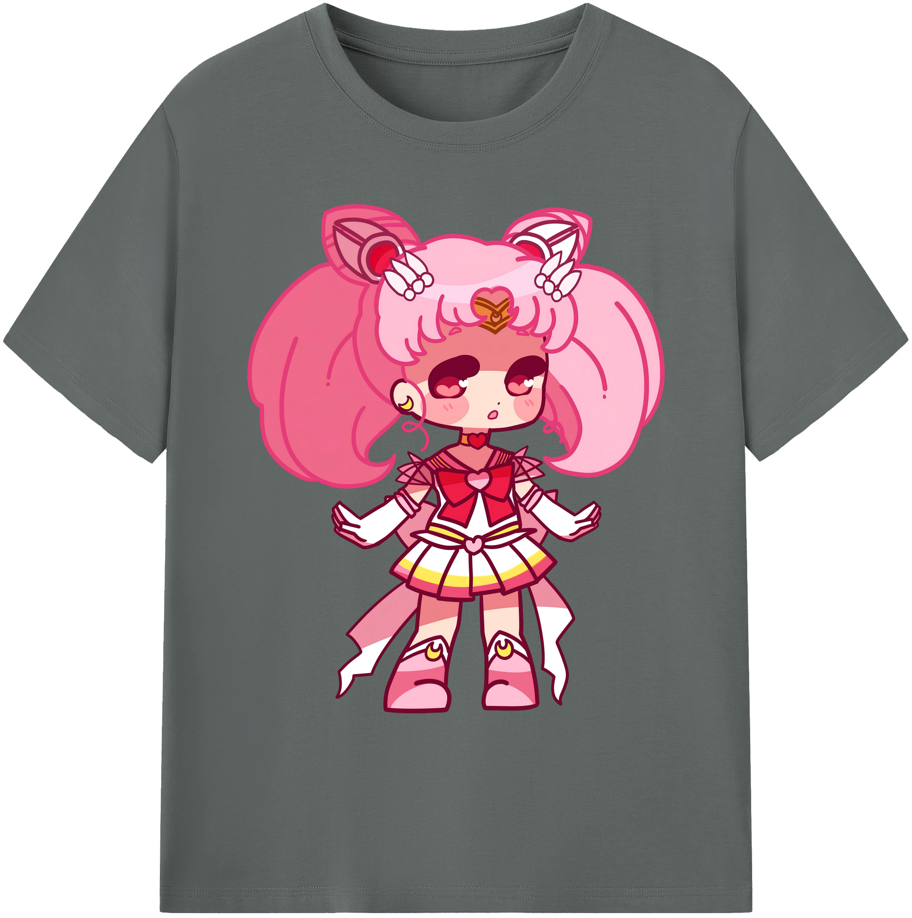 （画像用） 美少女戦士セーラームーン ちびうさ Sailor Moon Chibiusa Tsukino Usagi Small Lady Serenity 綿100％ メンズ半袖Tシャツ｜肌触りやわらか＆通気性